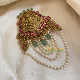 Precious Jadau Kundan Lakshmi Jada Billai with Pearls-Hair Accessory-J1699